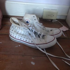 White Studded Converse High-Tops